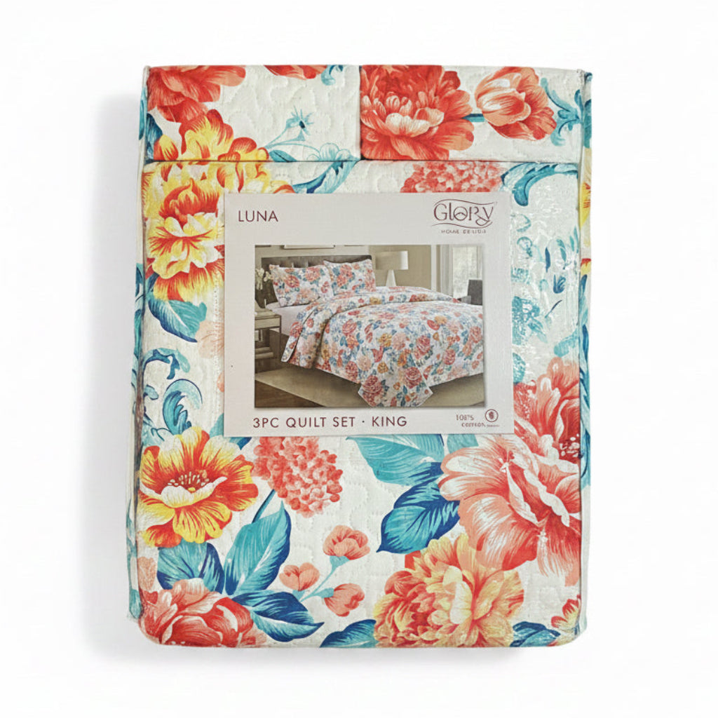 3 Piece Quilt Set REVERSIBLE Pattered Printed  Bedding Bed MONICA TWIN  Sizes