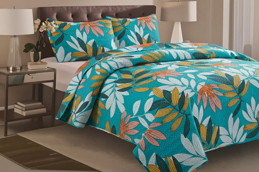 3 Piece Quilt Set REVERSIBLE Pattered Printed  Bedding Bed QUEEN Sizes