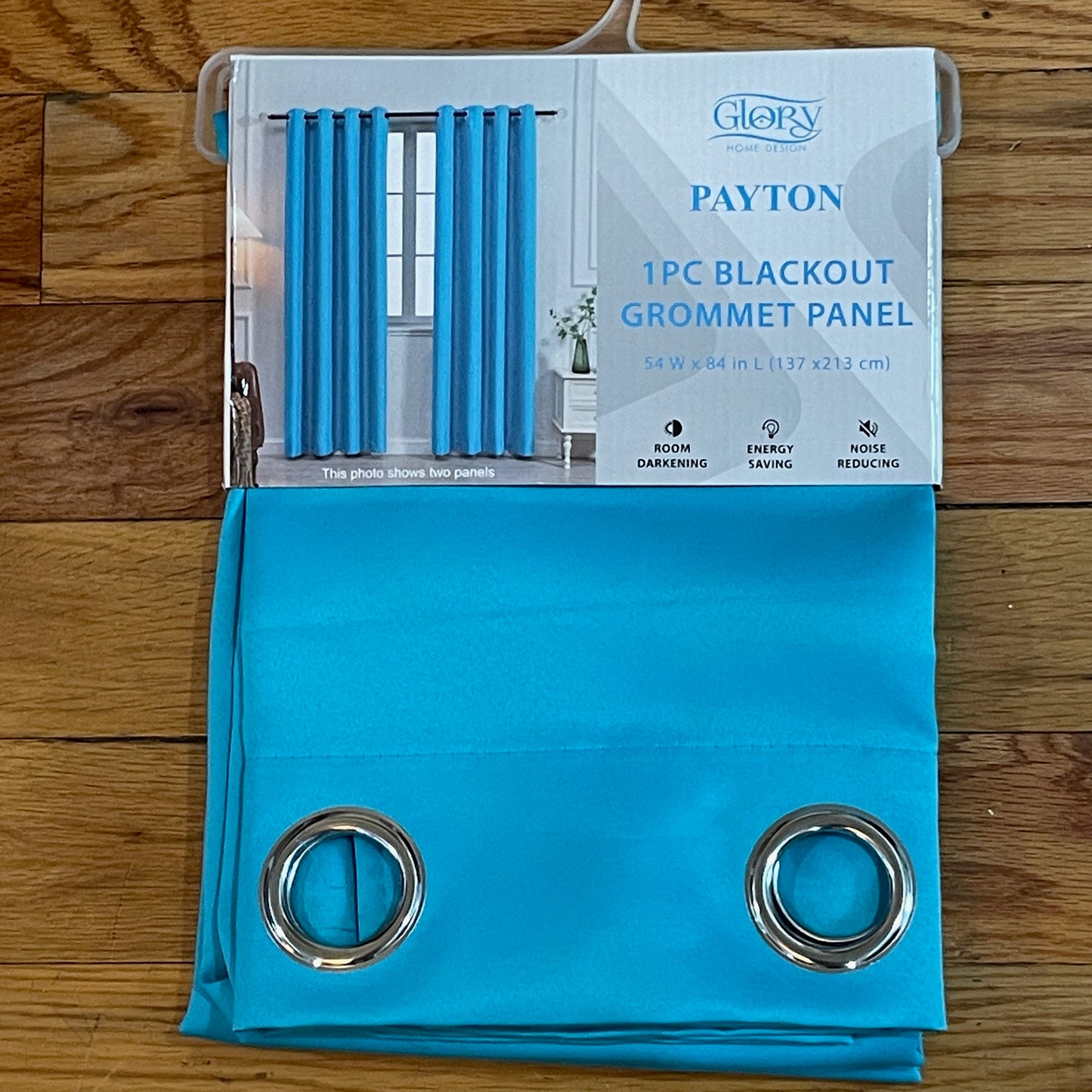 PEYTON  AQUA BLUE Solid Black out  Grommet Panel