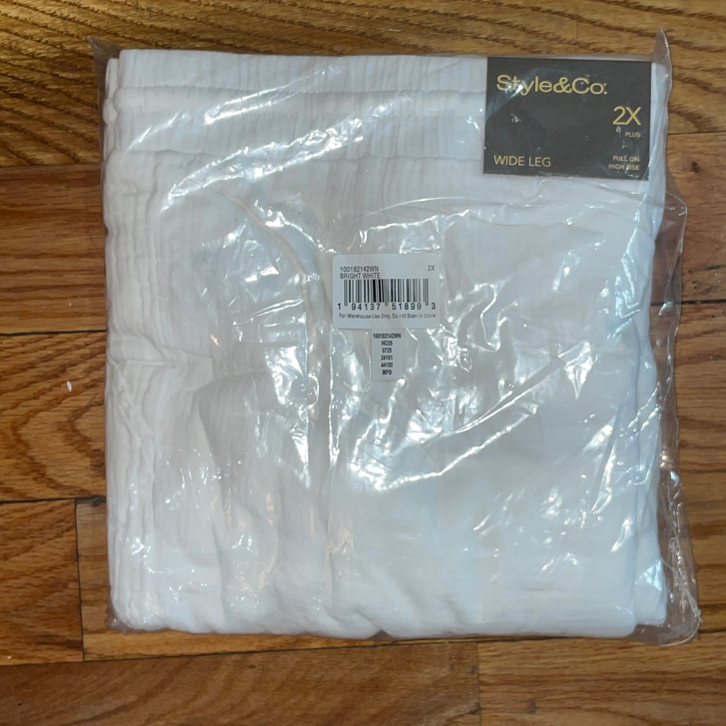 Women's PLUS SIZE Wide Leg  Gauze Pull On Utility Pants Bright White