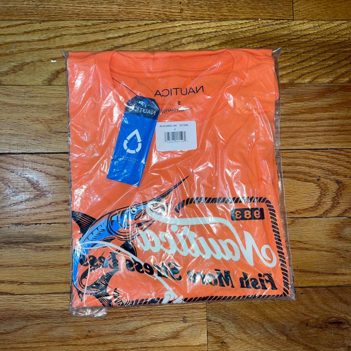 Men's Fish More Graphic T-Shirt Tee cotton Jersey Orange