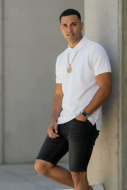 Men's Soft Touch Interlock Polo Shirt Short Sleeve White