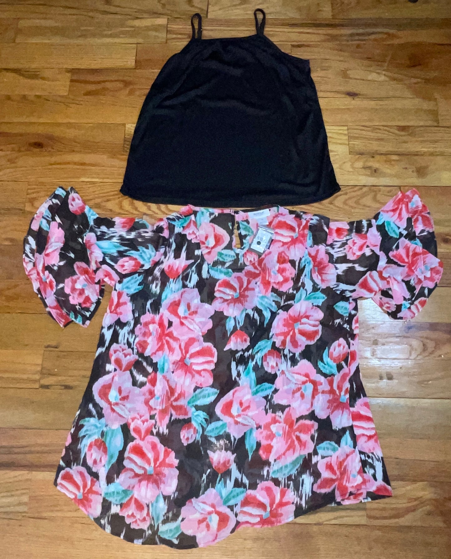 PLUS SIZE 2 piece Women's Alex Double Flutter Top Colorful