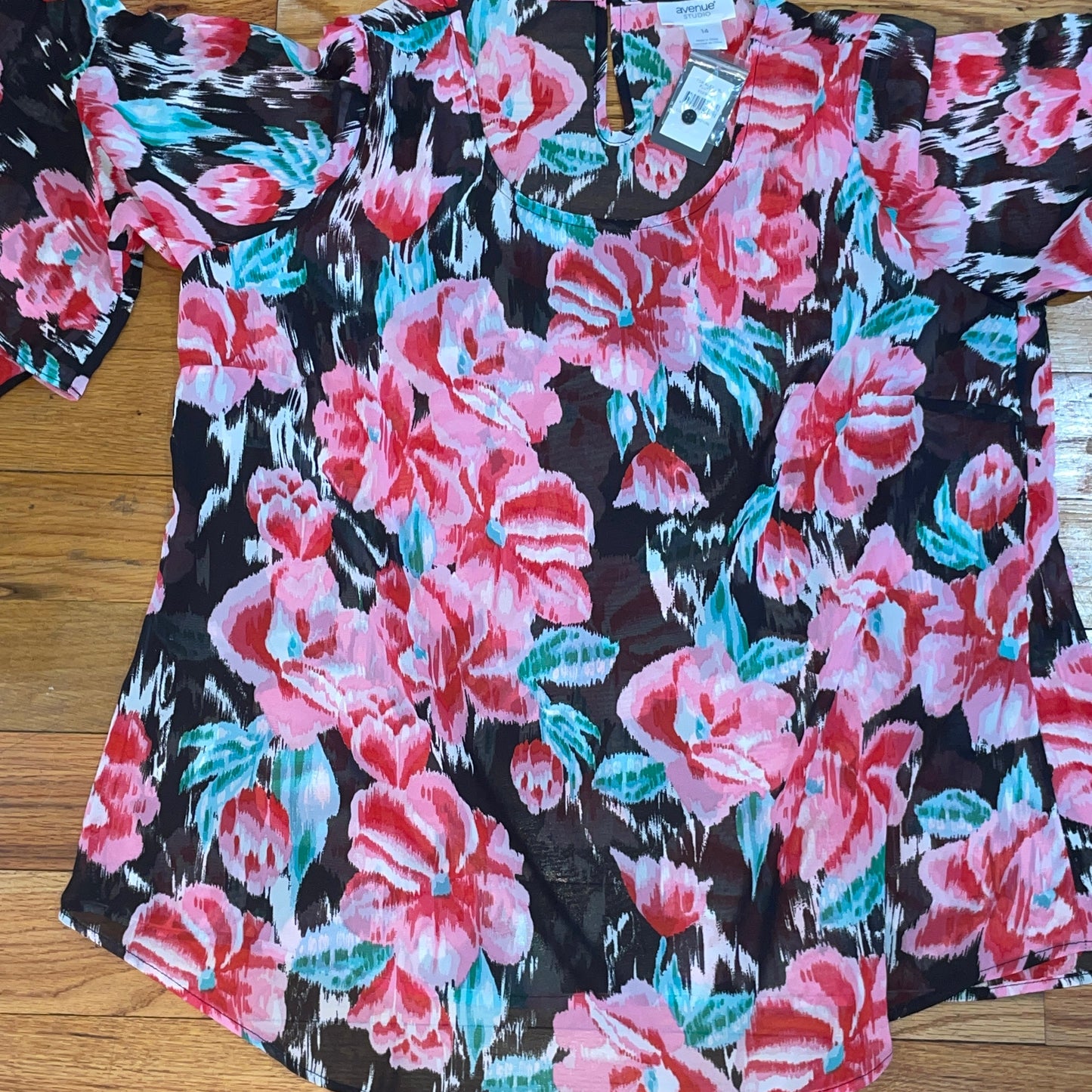 PLUS SIZE 2 piece Women's Alex Double Flutter Top Colorful