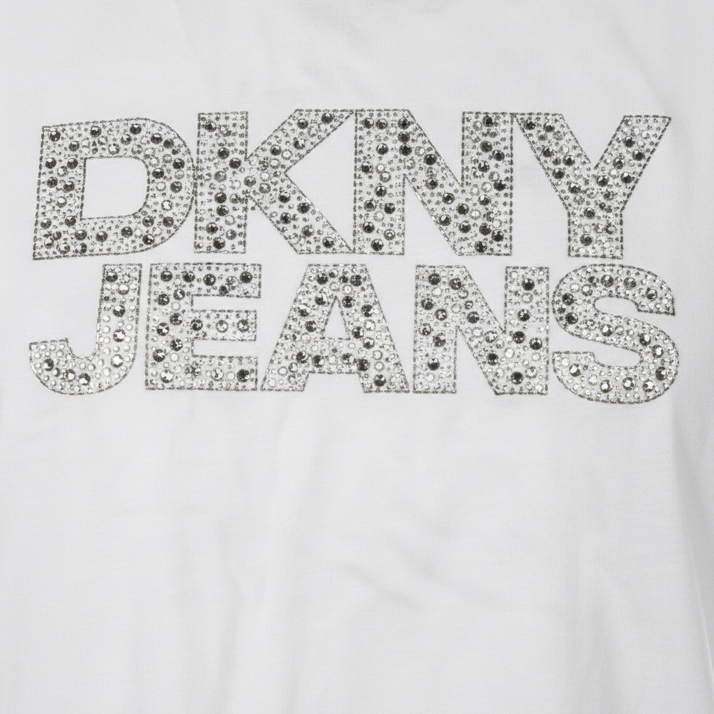 Women's DKNY JEANS STACKED MINI RHINESTONE LOGO CREW NECK