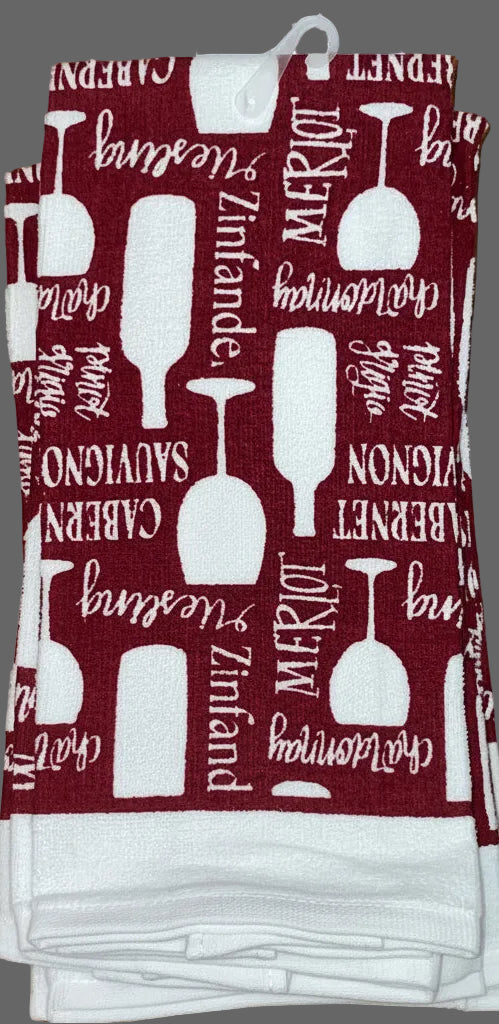 Kitchen Towels  long Towels 15 x 25 Burgundy Wine