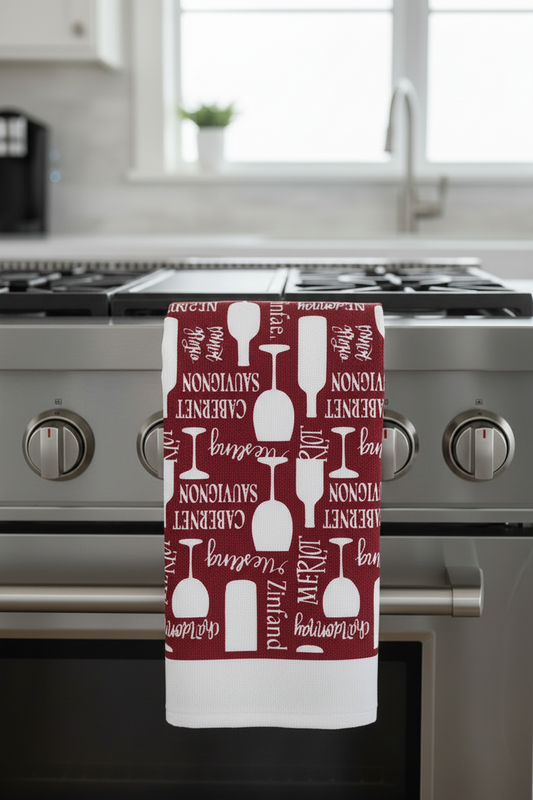 Kitchen Towels  long Towels 15 x 25 Burgundy Wine