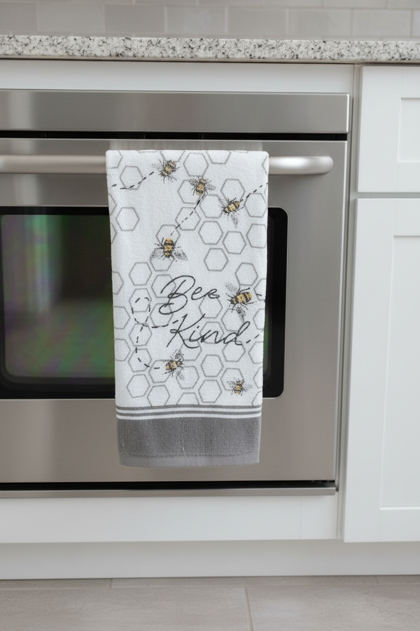 Kitchen Towels  long Towels 15 x 25 Gray  Bee Design