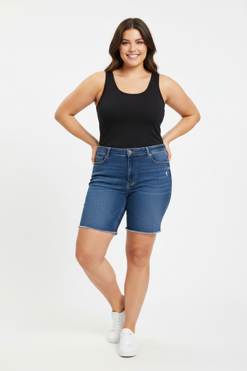 Mid-Rise Wow Jean short Shorts PLUS SIZE  Women