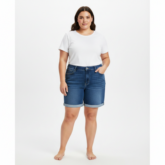 Mid-Rise Wow Jean short Shorts PLUS SIZE  Women