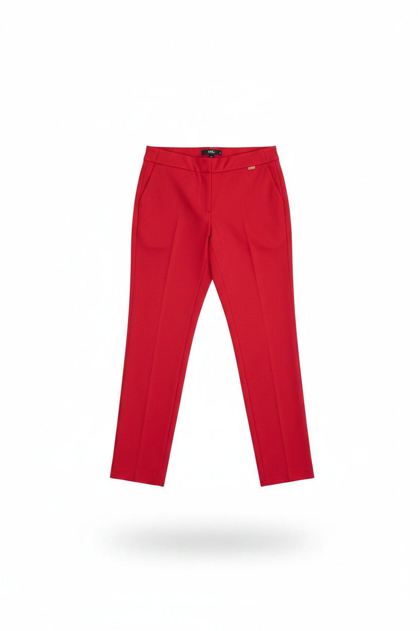 WOMEN's PLUS REG Size Mid-Rise Pull-On Straight-Leg Pants Red
