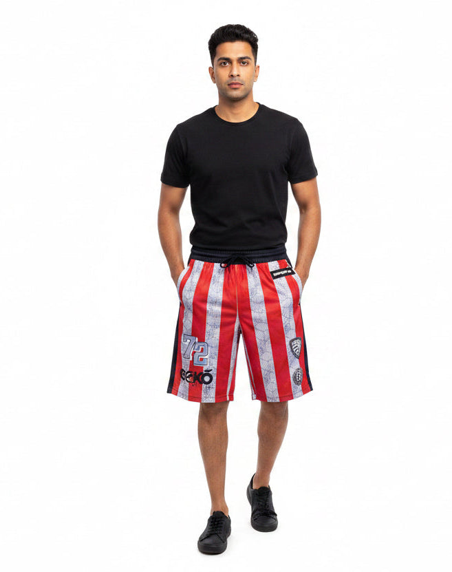 Men's Ecko Unltd.  Mesh Shorts Red White Black Rhino Graphic