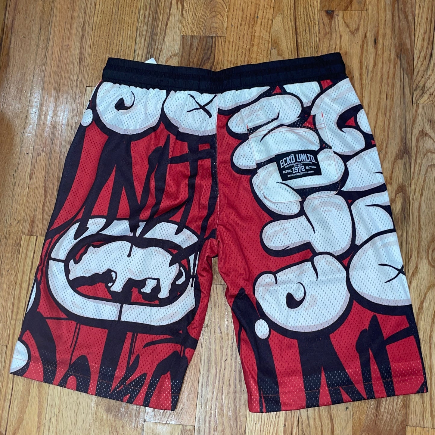 Men's Ecko Unltd.  Mesh Shorts Red White Black Rhino Graphic