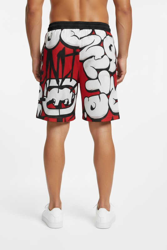 Men's Ecko Unltd.  Mesh Shorts Red White Black Rhino Graphic