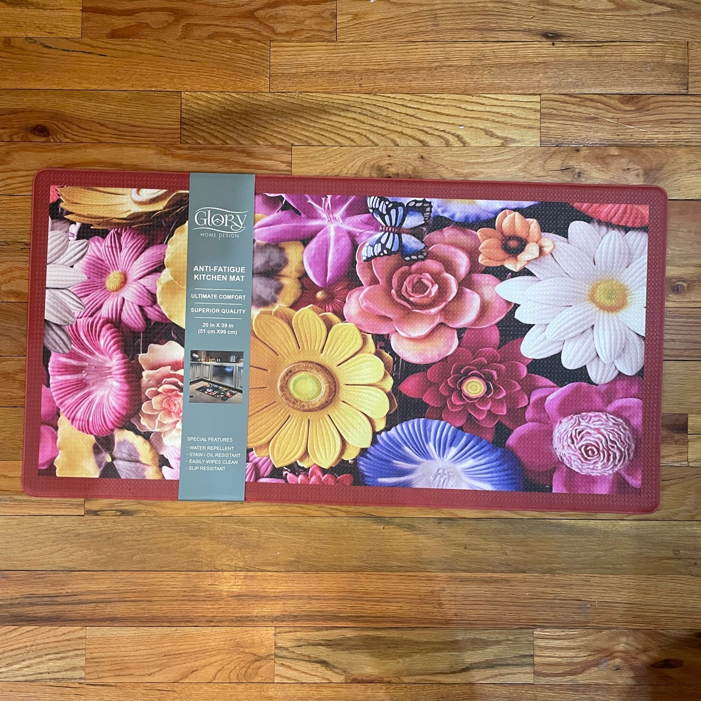 Kitchen Rug Mat  Oil & Slip Resistant/ Water Repellent FLOWERS pink purple