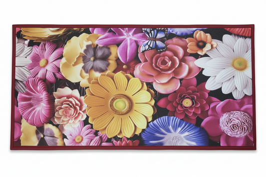 Kitchen Rug Mat  Oil & Slip Resistant/ Water Repellent FLOWERS pink purple