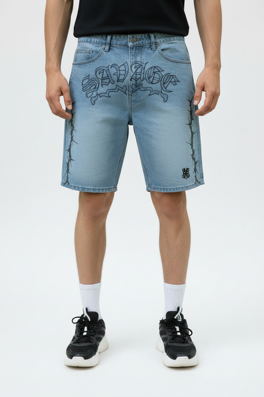Men's Regular-Fit Denim Shorts Light  Rinse 31 Embroidered Jean