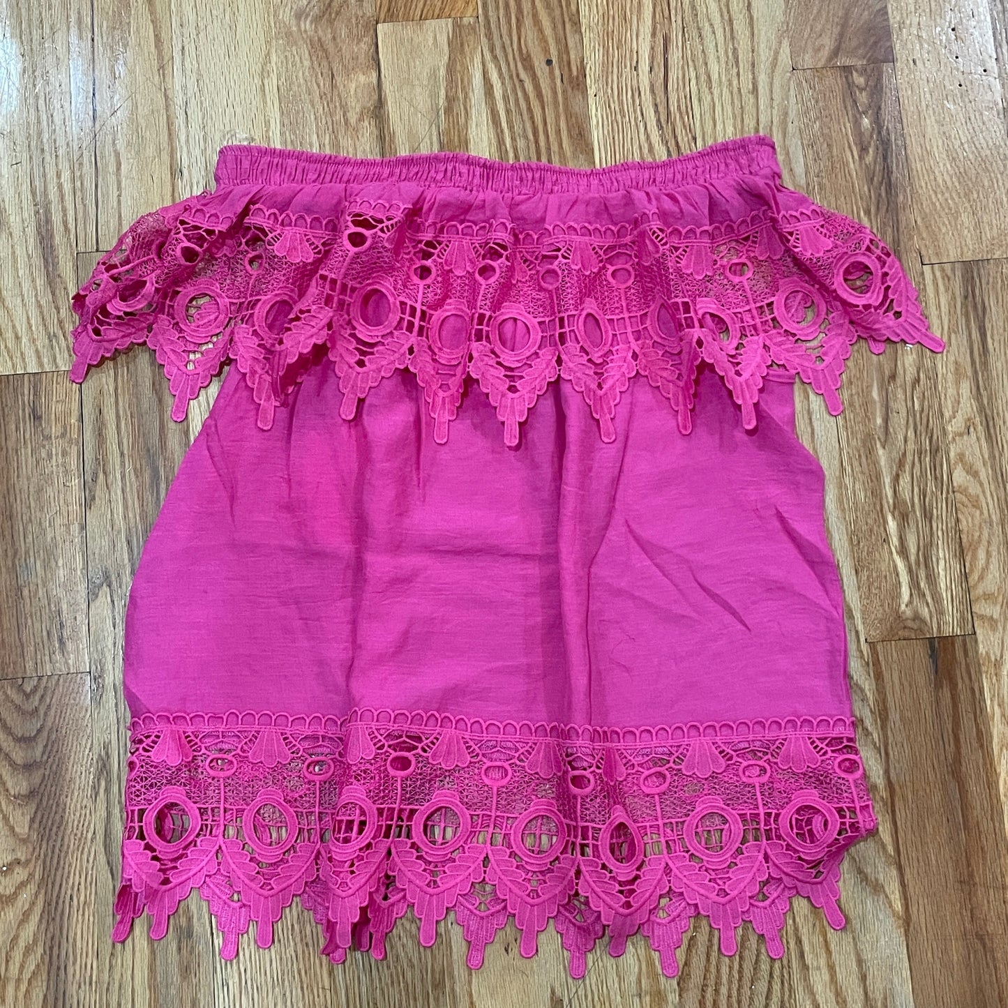 PLUS Size Women's Off shoulder embroidered Blouse Pink
