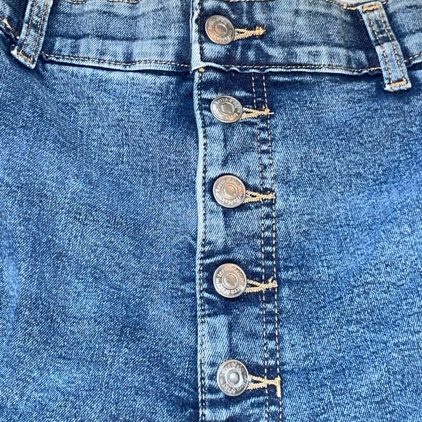 Womens PLUS Button up Corset Fitted Flare Denim Jeans Lucy Wash