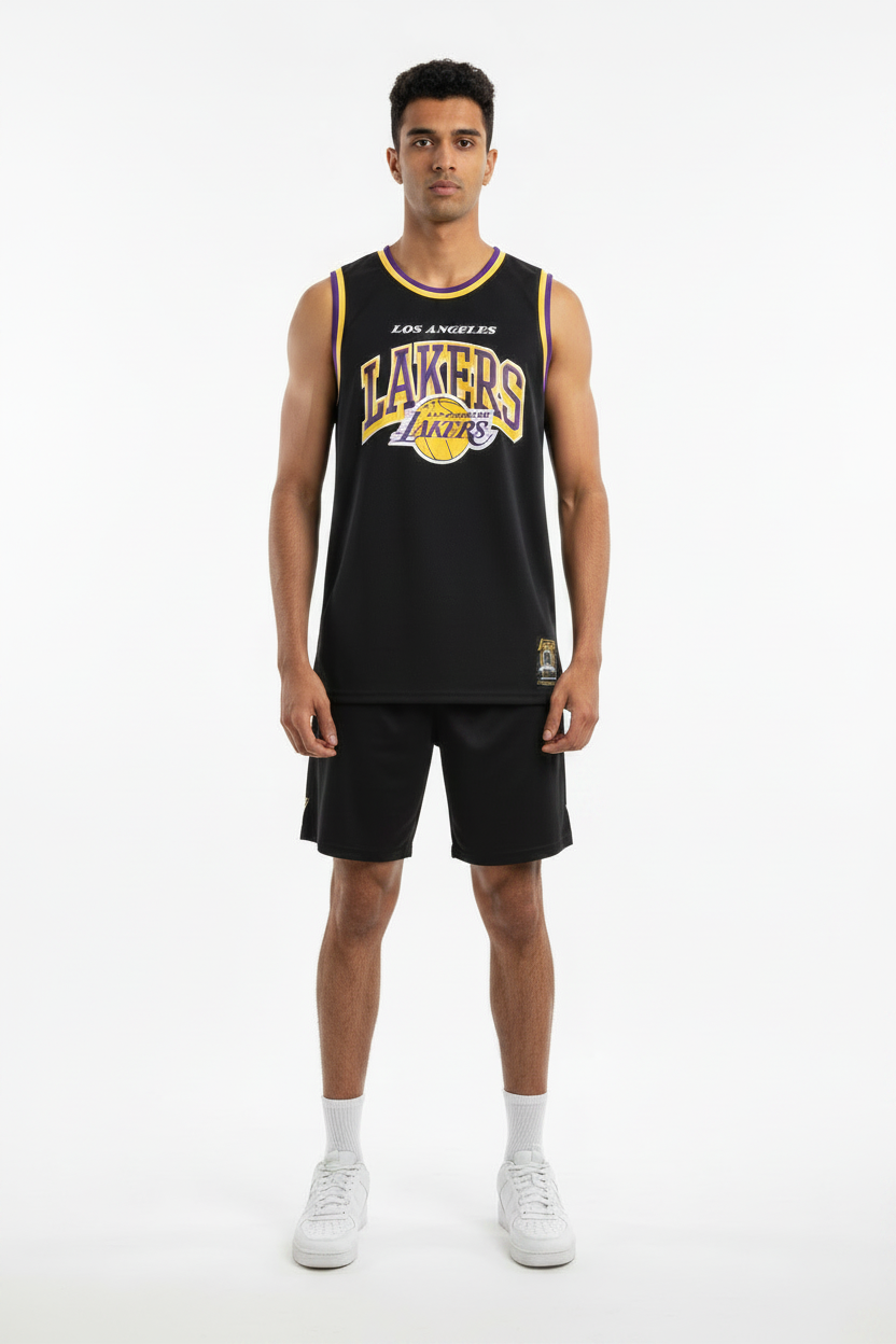 Men's NBA Official  LA Lakers Basketball Mosaic Tank Vest Jersey Black