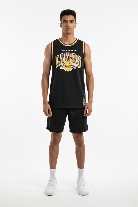 Men's NBA Official  LA Lakers Basketball Mosaic Tank Vest Jersey Black