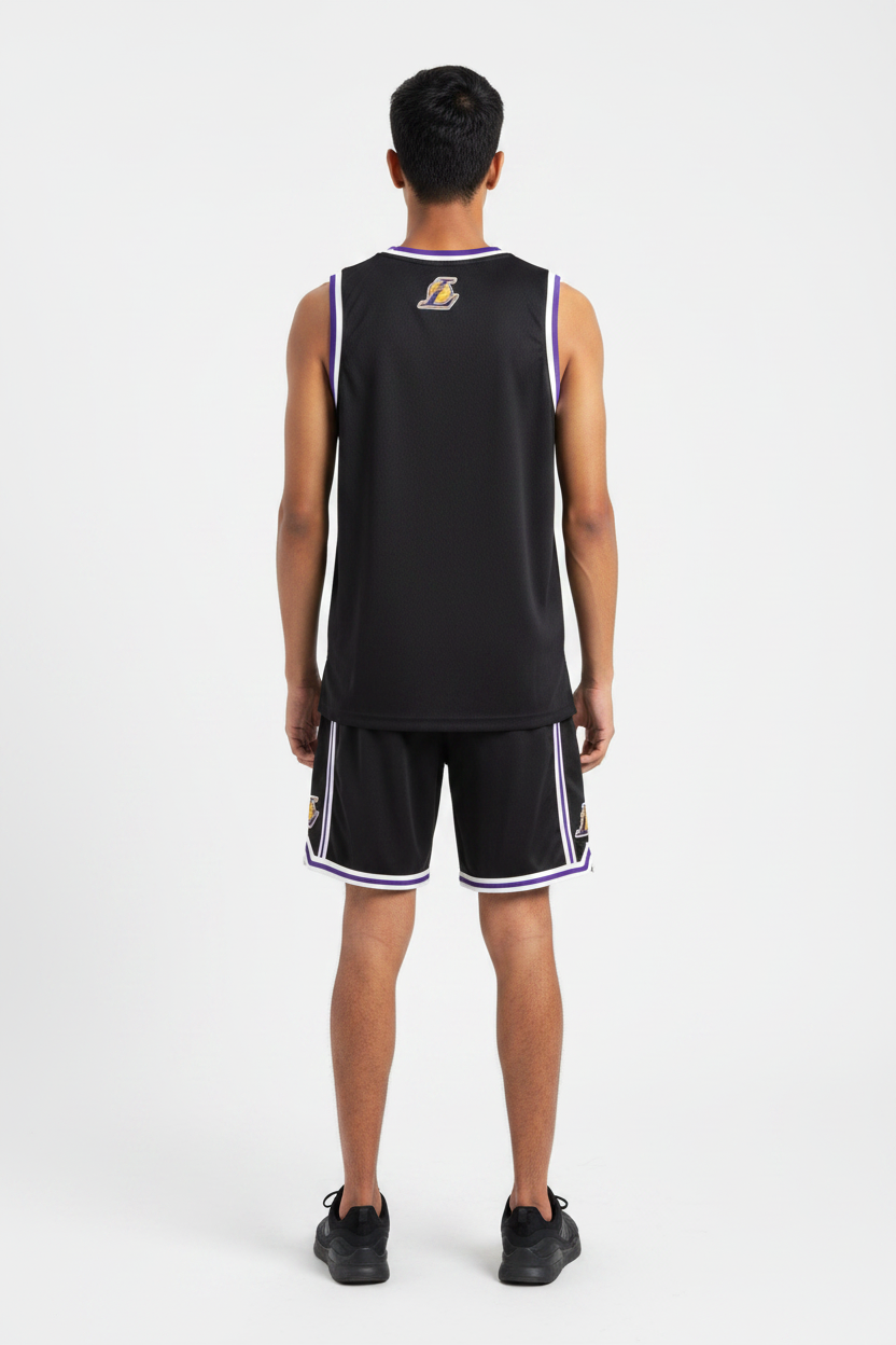 Men's NBA Official  LA Lakers Basketball Mosaic Tank Vest Jersey Black