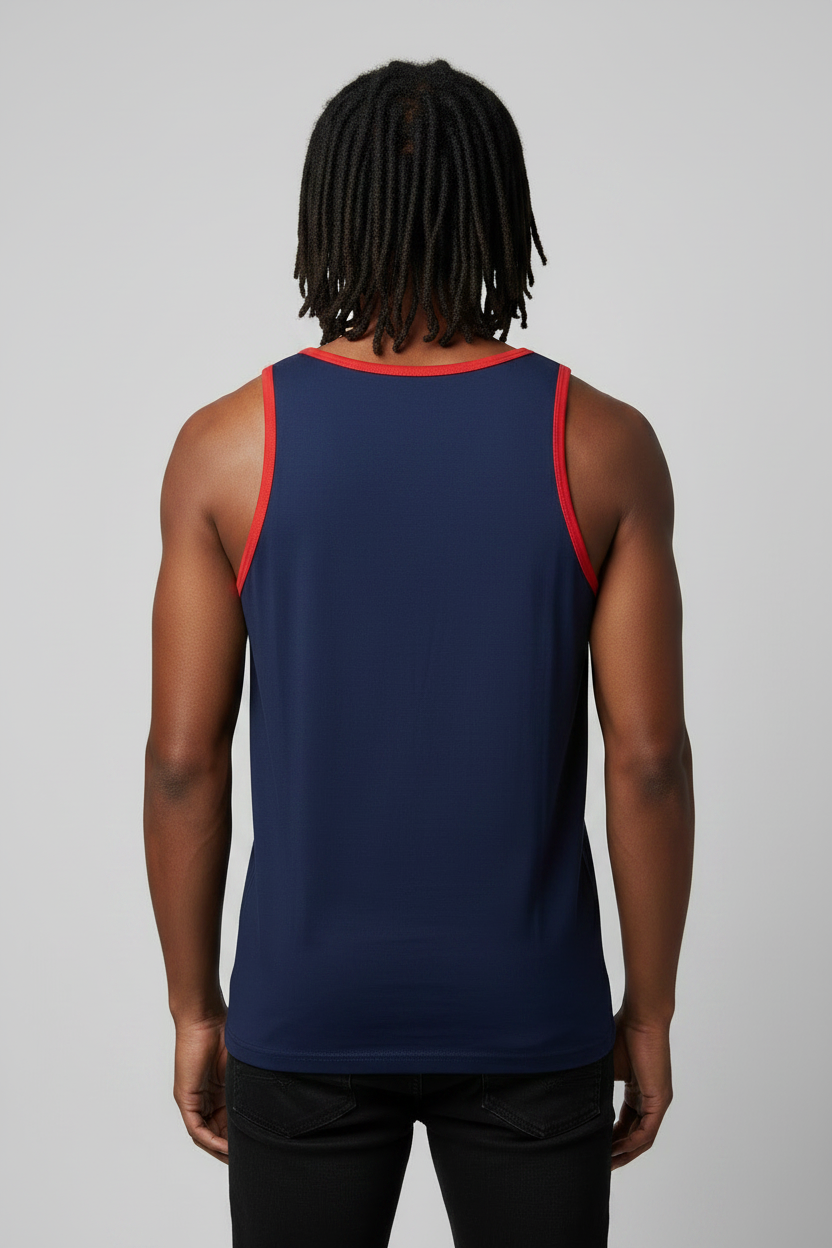 Men's GUESS Kirk Ringer  Embroidered Logo Tank Top NAVY BLUE