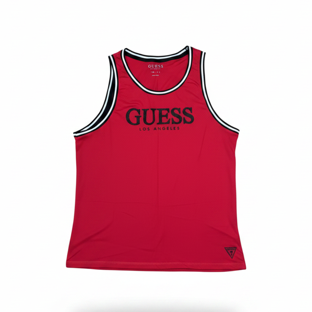 Men's GUESS Kirk Ringer  Embroidered Logo Tank Top NAVY BLUE