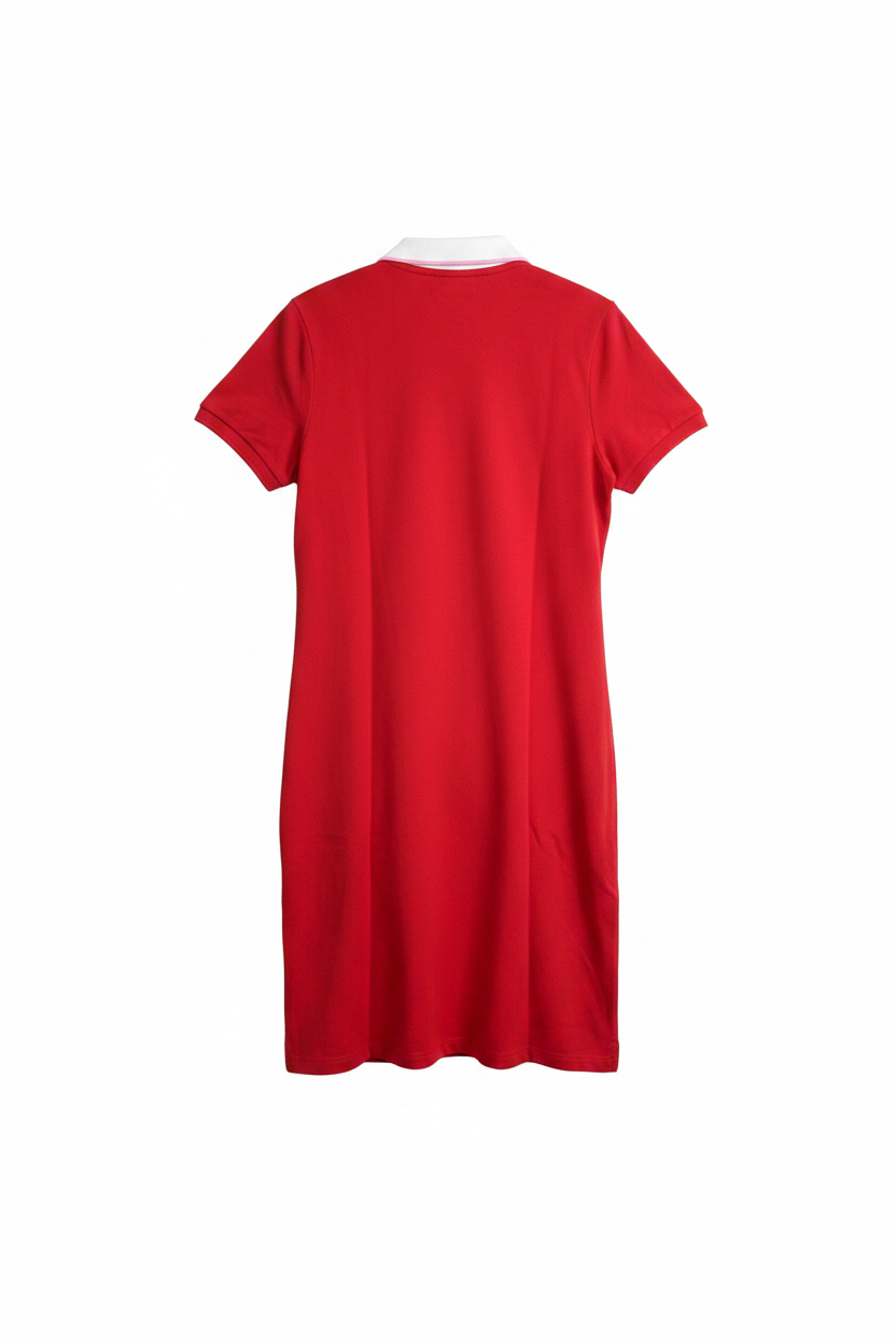 Women's Tommy Hilfiger Neck Chest Tag Logo short Polo Sleeve Shirt Dress