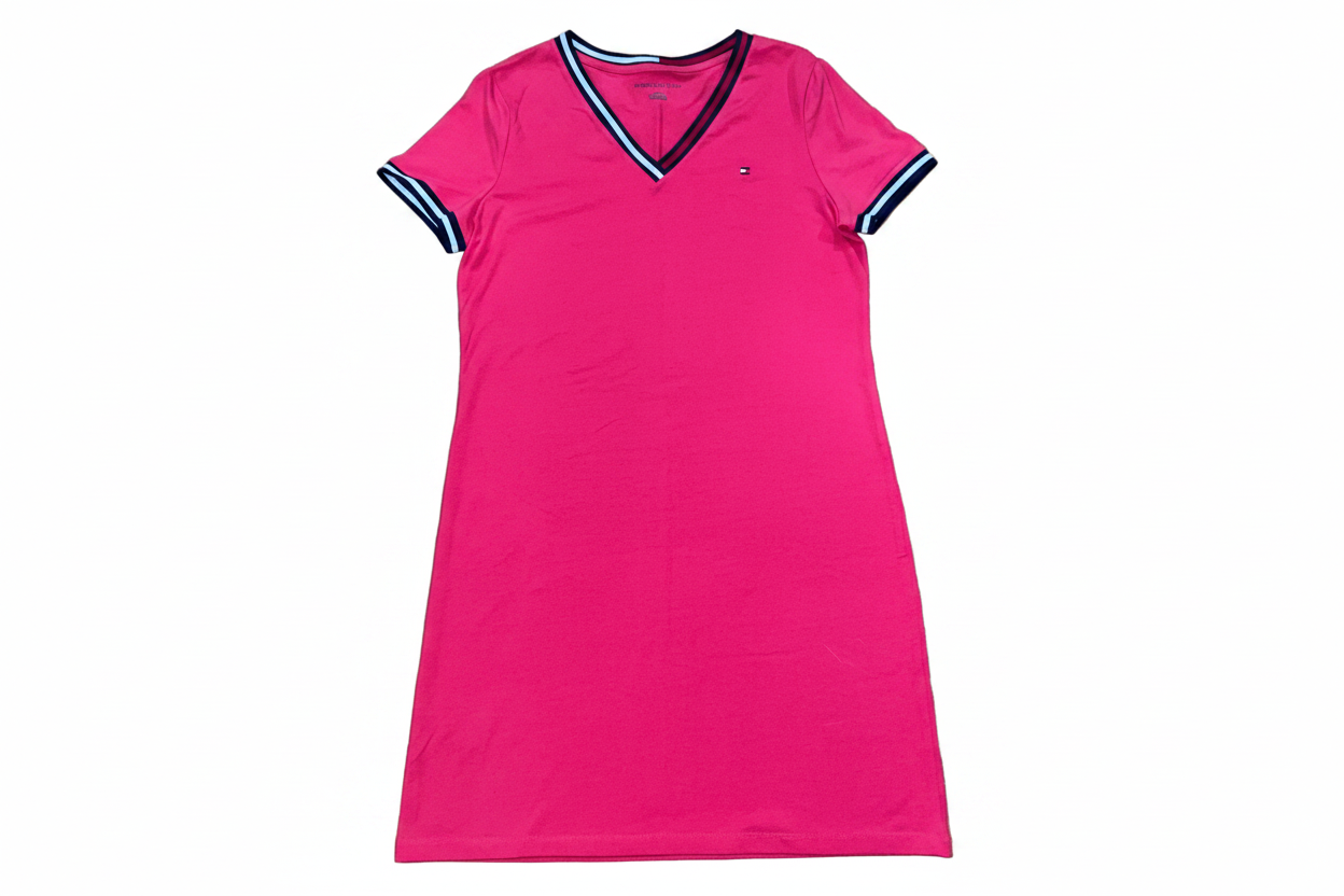 Women's Tommy Hilfiger Women's V neck logo  Polo short Sleeve Shirt Dress
