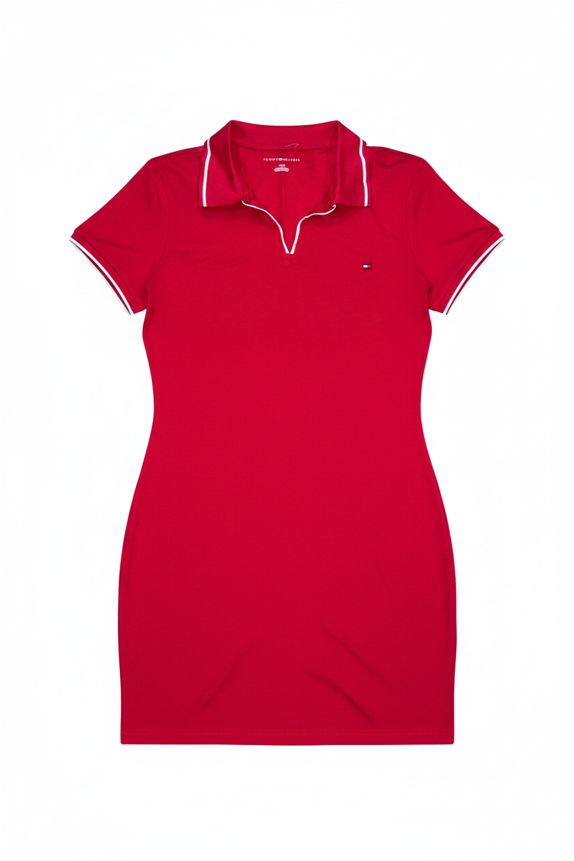 Women's Tommy Hilfiger White Trim  Polo Sleeve Shirt Dress