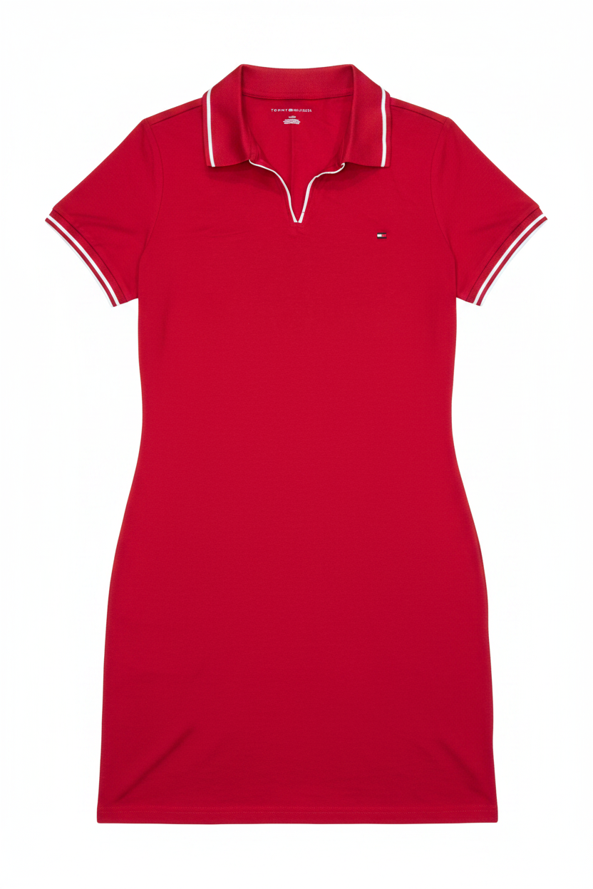 Women's Tommy Hilfiger White Trim  Polo Sleeve Shirt Dress