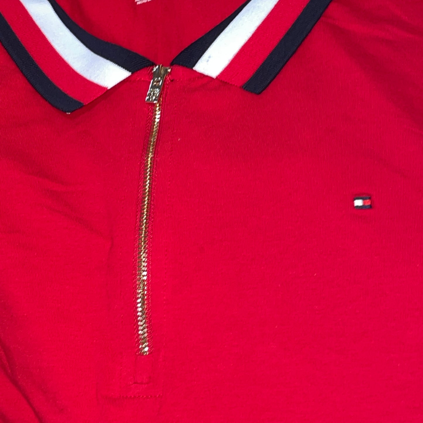 Women's Tommy Hilfiger Zip Front logo  Midi Polo Sleeve Shirt Dress