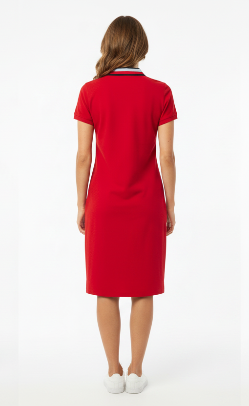 Women's Tommy Hilfiger Zip Front logo  Midi Polo Sleeve Shirt Dress