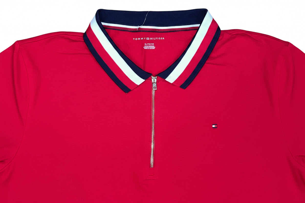 Women's Tommy Hilfiger Zip Front logo  Midi Polo Sleeve Shirt Dress