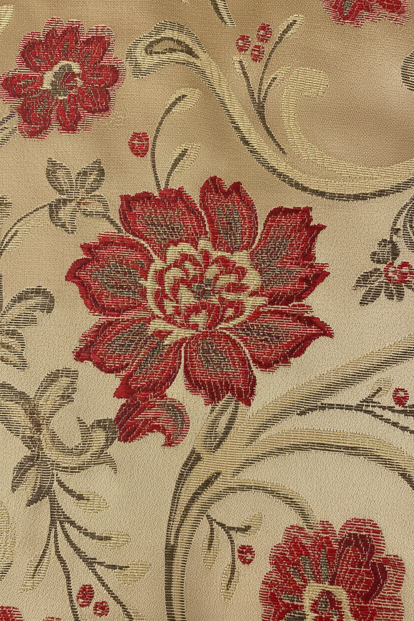 NEW ELAINE TAN RED FLOWER  Jacquard patterned curtain drapes