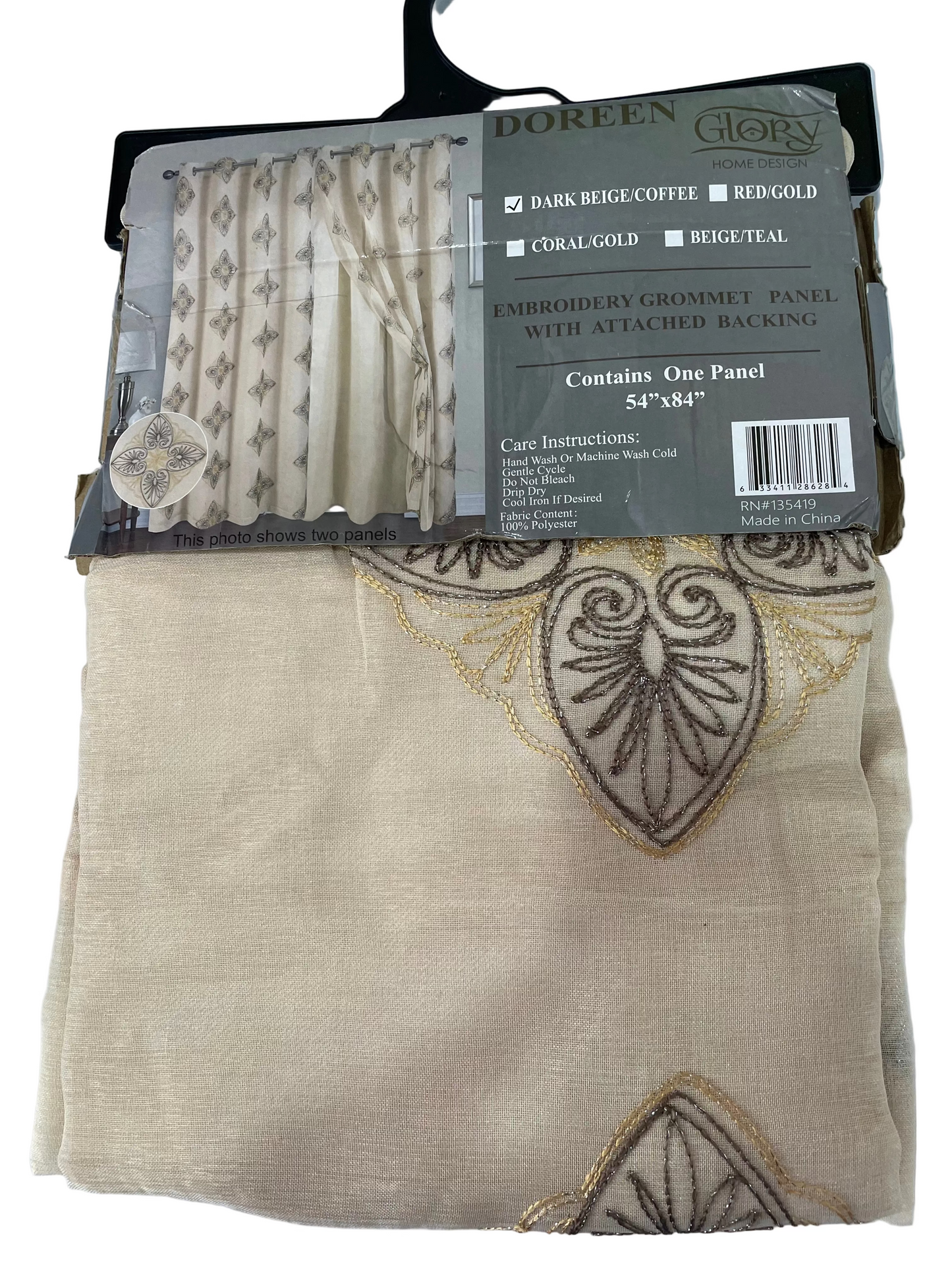 DOREEN Embroidery Grommet Panel with Attached Backing