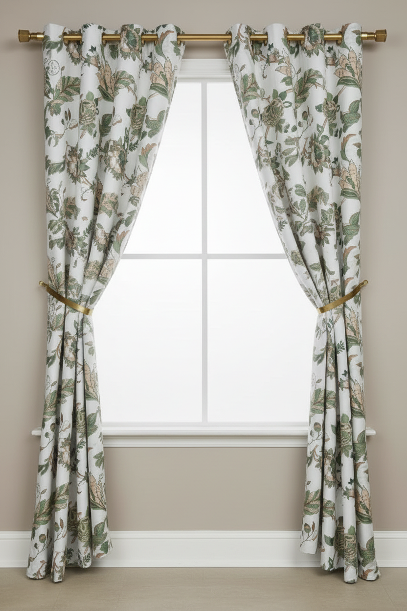 NEW HEATHER SAGE   Jacquard patterned curtain drapes