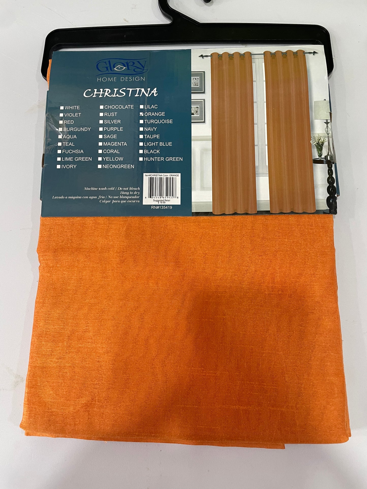 NEW CHRISTINA ORANGE Semi Sheer Faux Slik Solid Panel