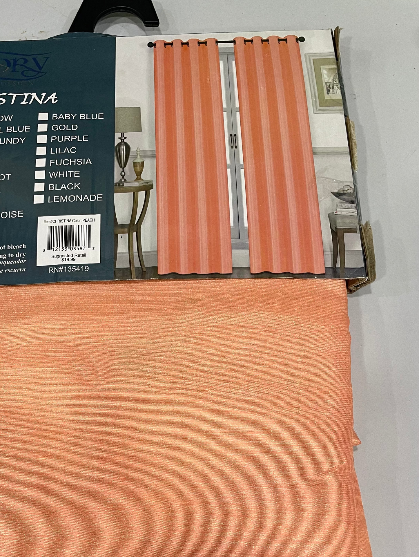 NEW CHRISTINA PEACH  Semi Sheer Faux Slik Solid Panel