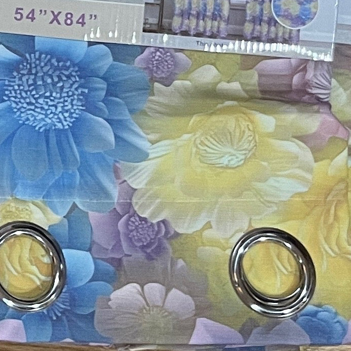 HEATHER FLOWER PURPLE BLUE YELLOW PURPLE  Printed Grommet Panel