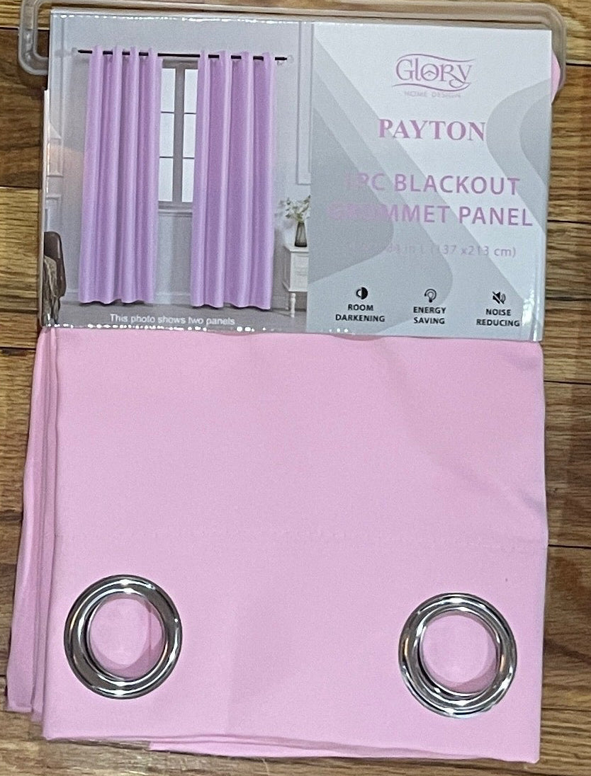 PEYTON LT PINK  Solid Black out  Grommet Panel