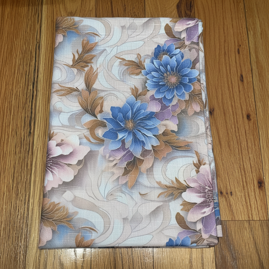 HEATHER BOTANICAL FLOWER PURPLE - BLUE Printed Grommet Panel Curtain