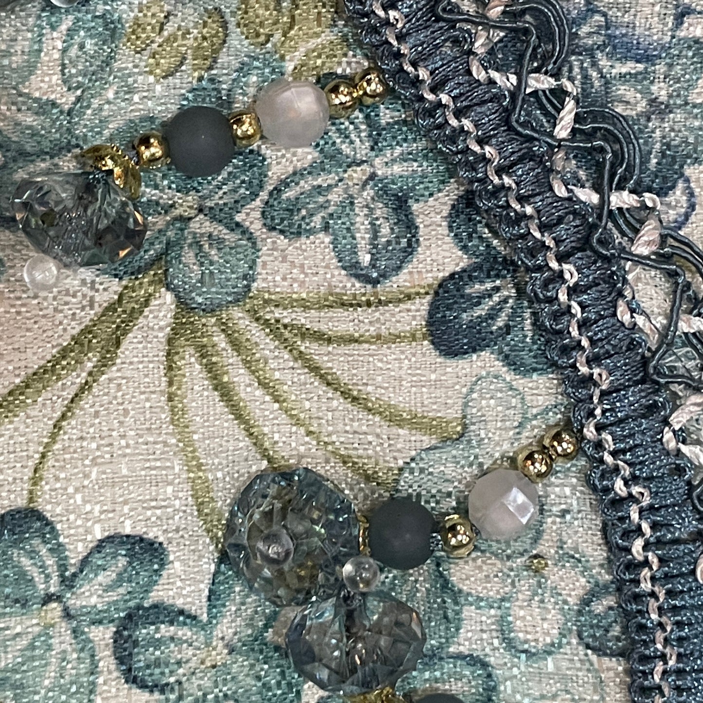 REGINA Print Crepe Rod Pocket Panel with Attached Valance BLUE