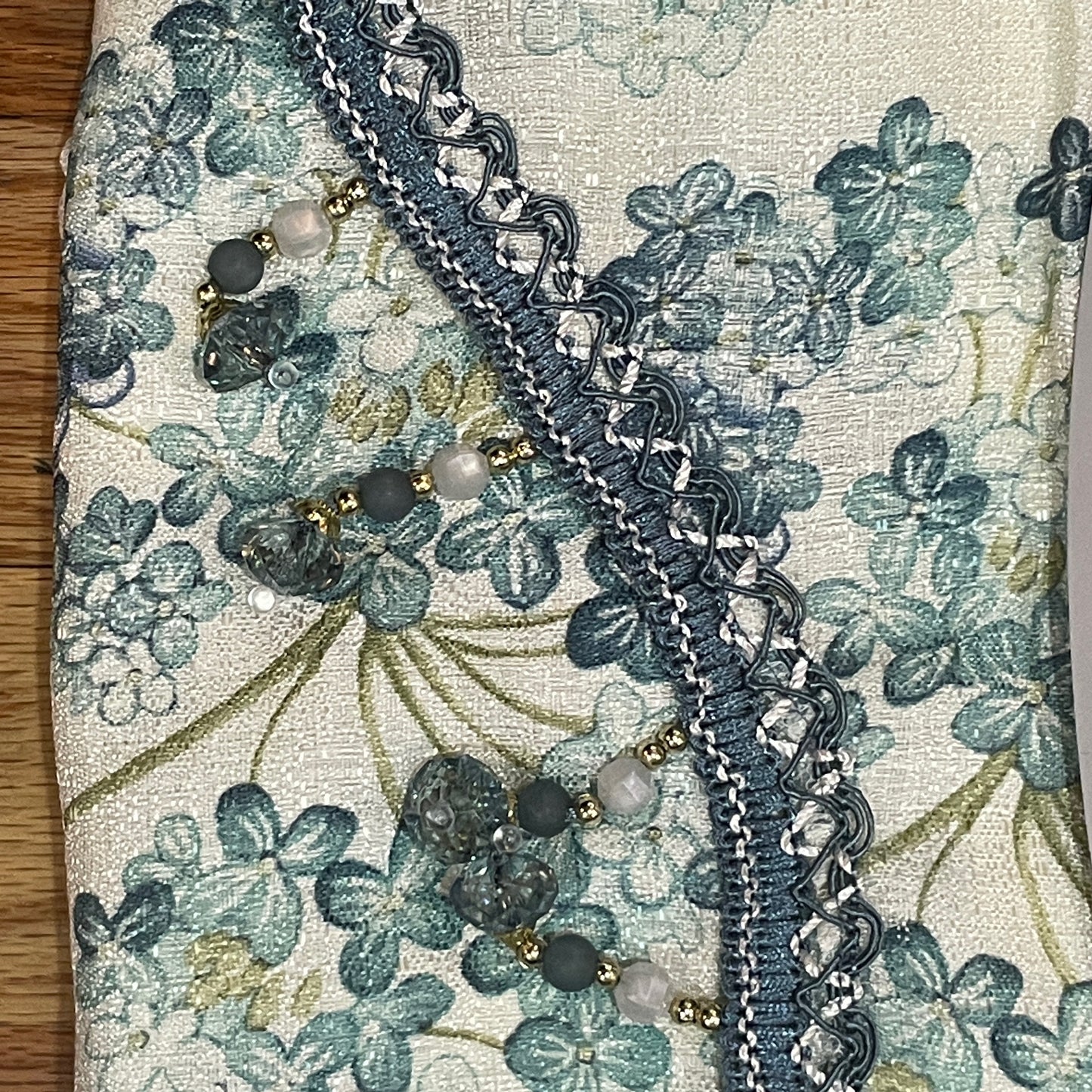 REGINA Print Crepe Rod Pocket Panel with Attached Valance BLUE