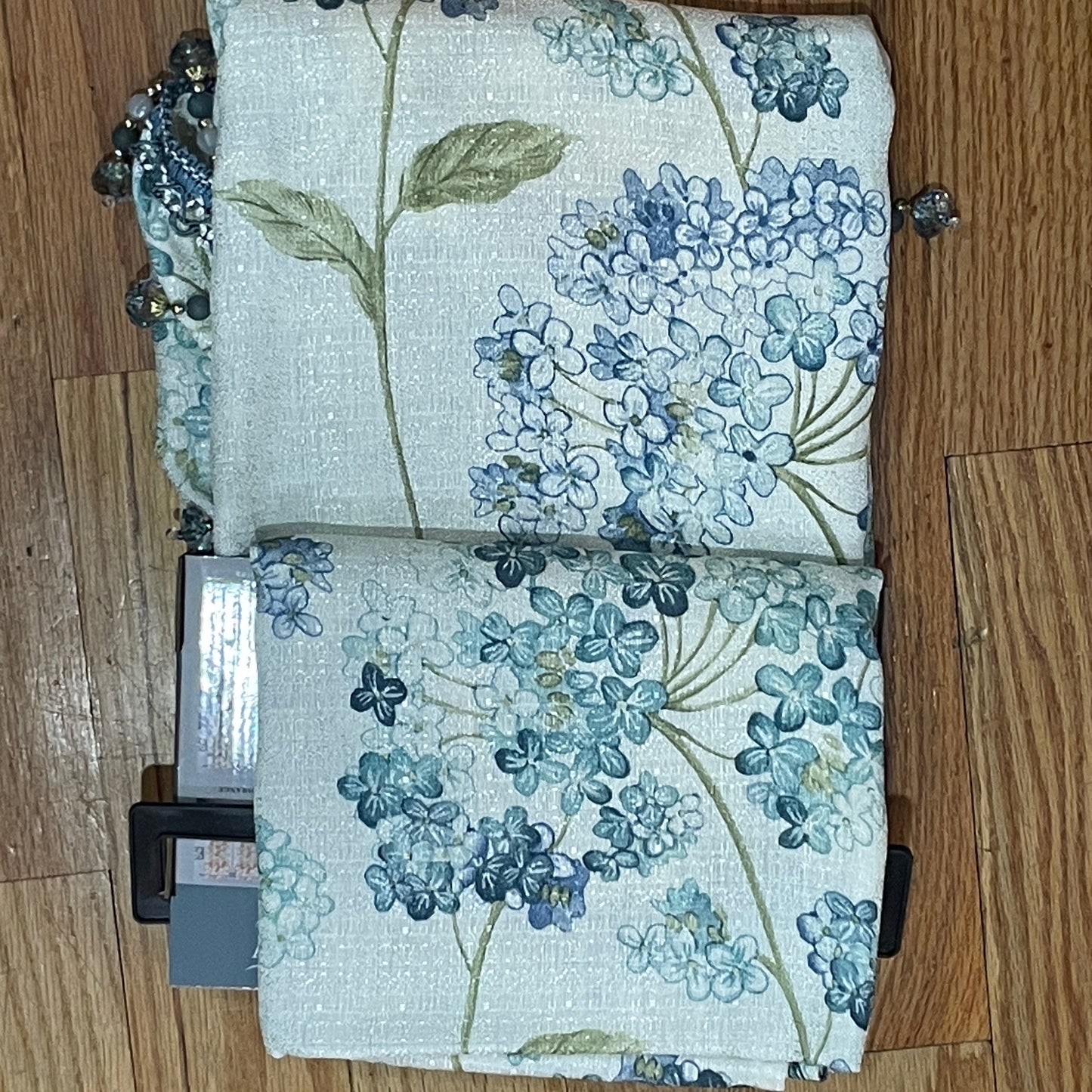 REGINA Print Crepe Rod Pocket Panel with Attached Valance BLUE