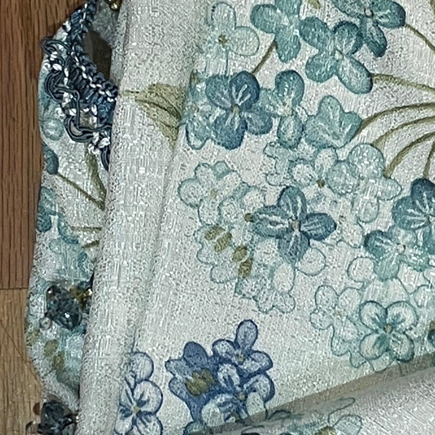 REGINA Print Crepe Rod Pocket Panel with Attached Valance BLUE