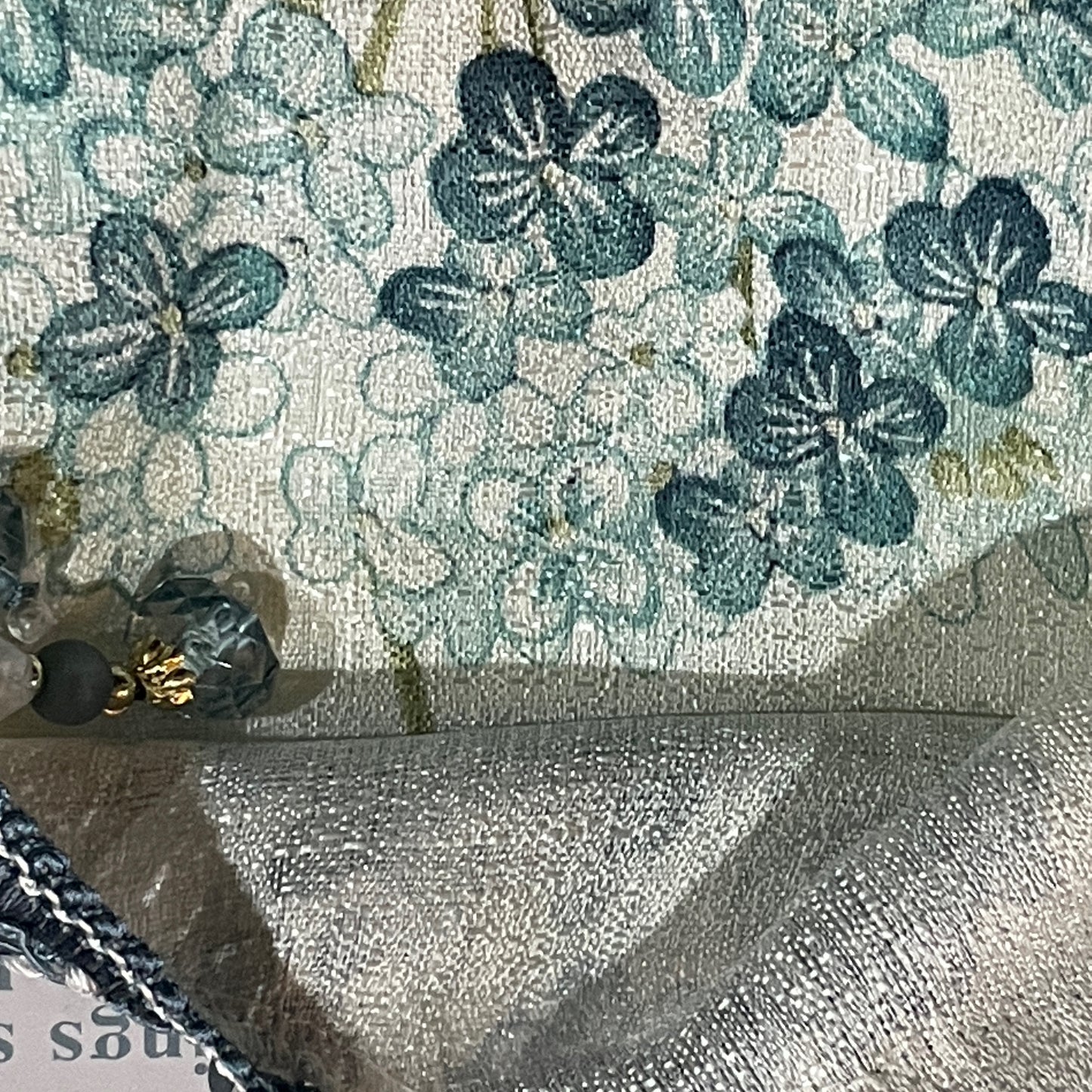 REGINA Print Crepe Rod Pocket Panel with Attached Valance BLUE