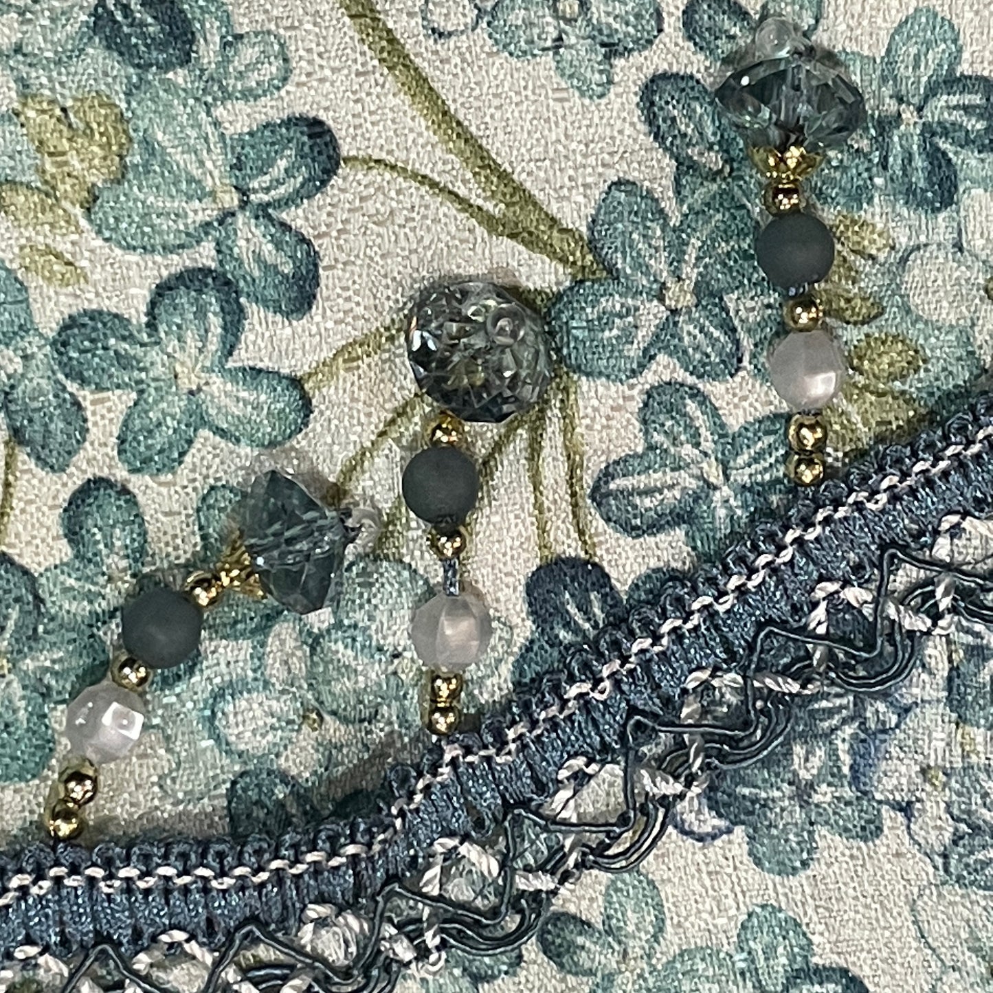 REGINA Print Crepe Rod Pocket Panel with Attached Valance BLUE