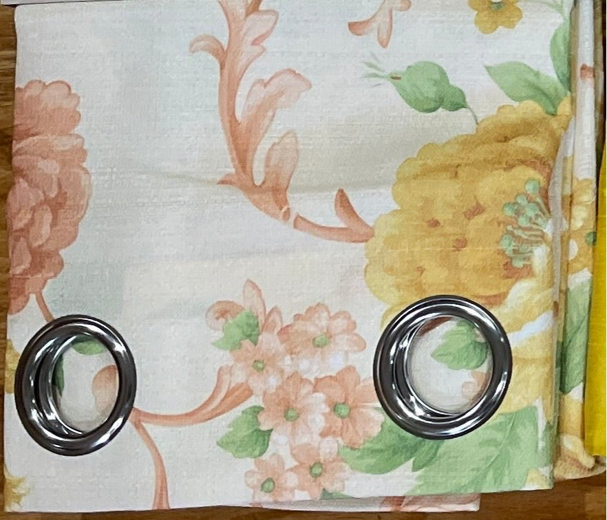 HEATHER Printed Floral Pattern Panel Curtain  with 8 grommets Beige